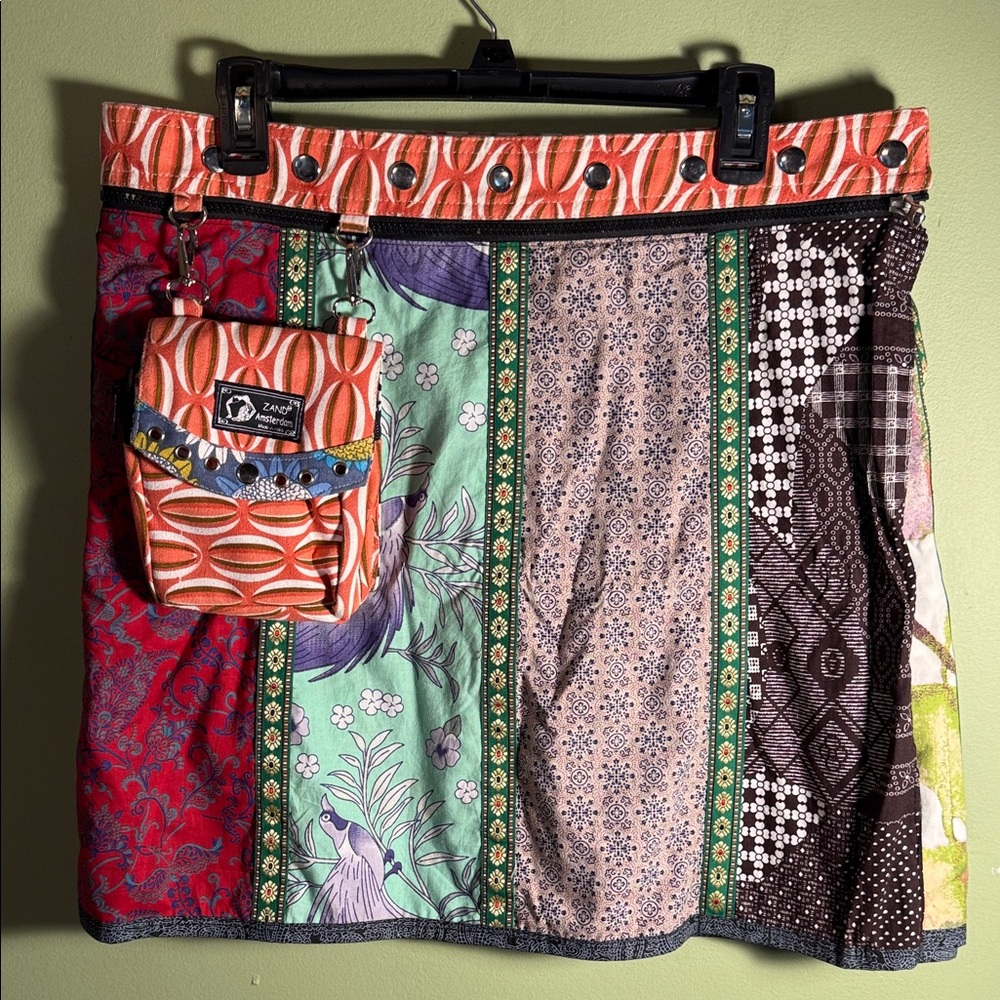 Patchwork Floral Mini Skirt in Teal, Pink & Green - Picture 16 of 16